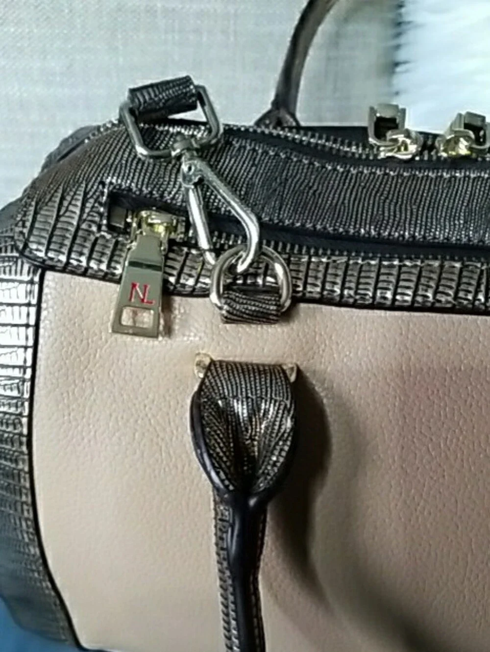 Nicole Lee Metallic Brown Satchel with Multicolor Beadwork